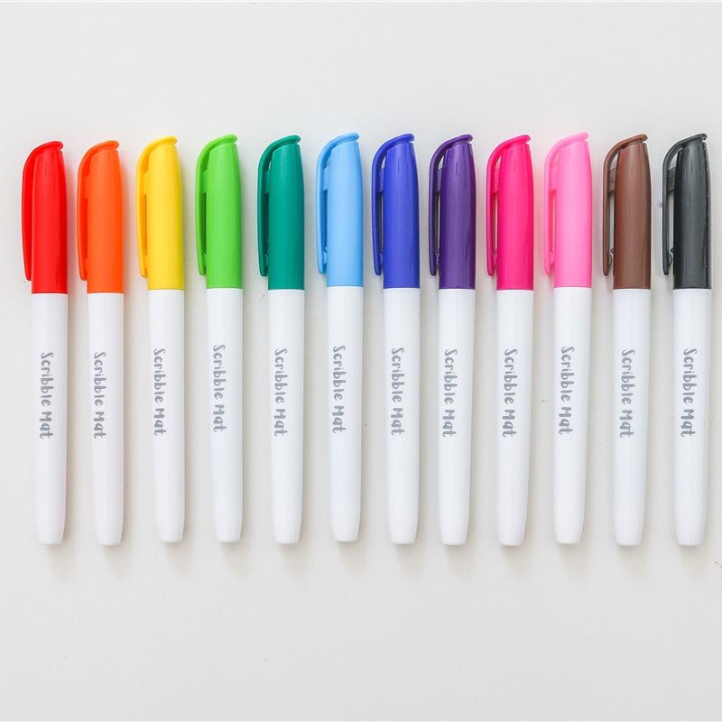 ESTUCHE CON 12 ROTULADORES PARA TAPETE SILICONA ·SCRIBBLE MAT· - Happy Moments Baby