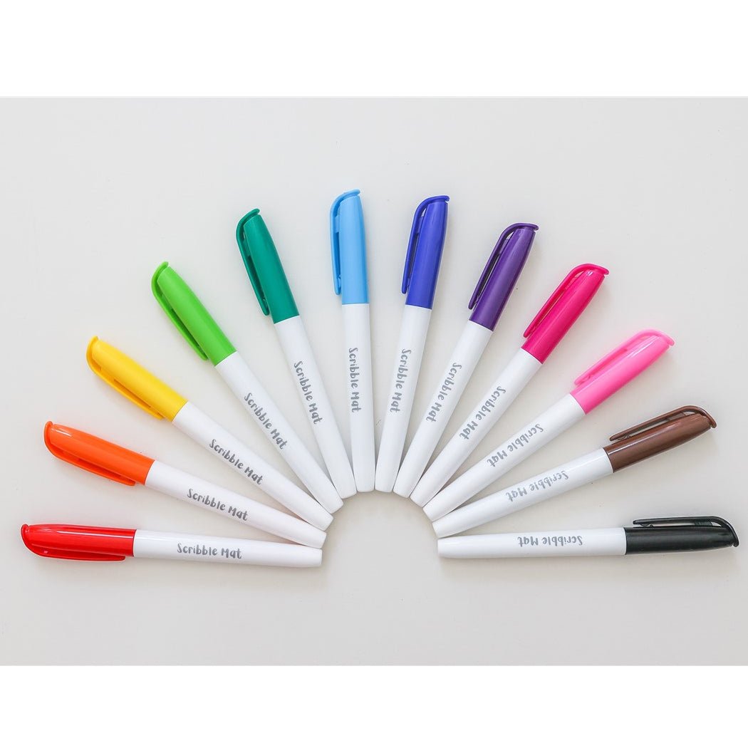 ESTUCHE CON 12 ROTULADORES PARA TAPETE SILICONA ·SCRIBBLE MAT· - Happy Moments Baby