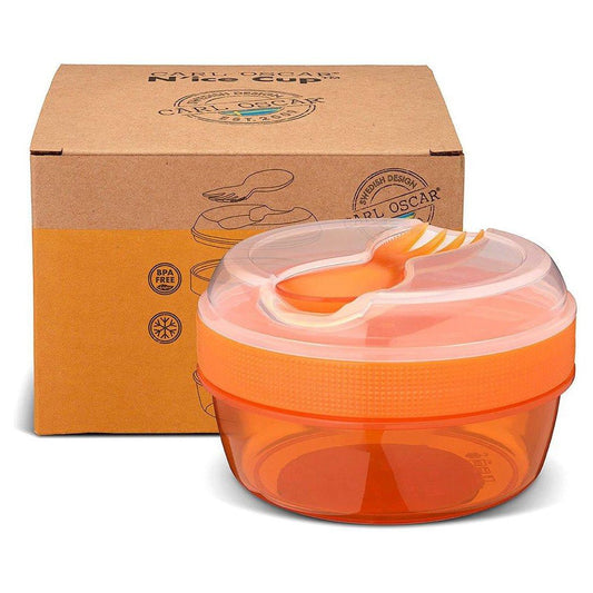 FIAMBRERA CAJA DE ALMUERZO CON TAPA REFRIGERANTE ·NARANJA· - Happy Moments Baby