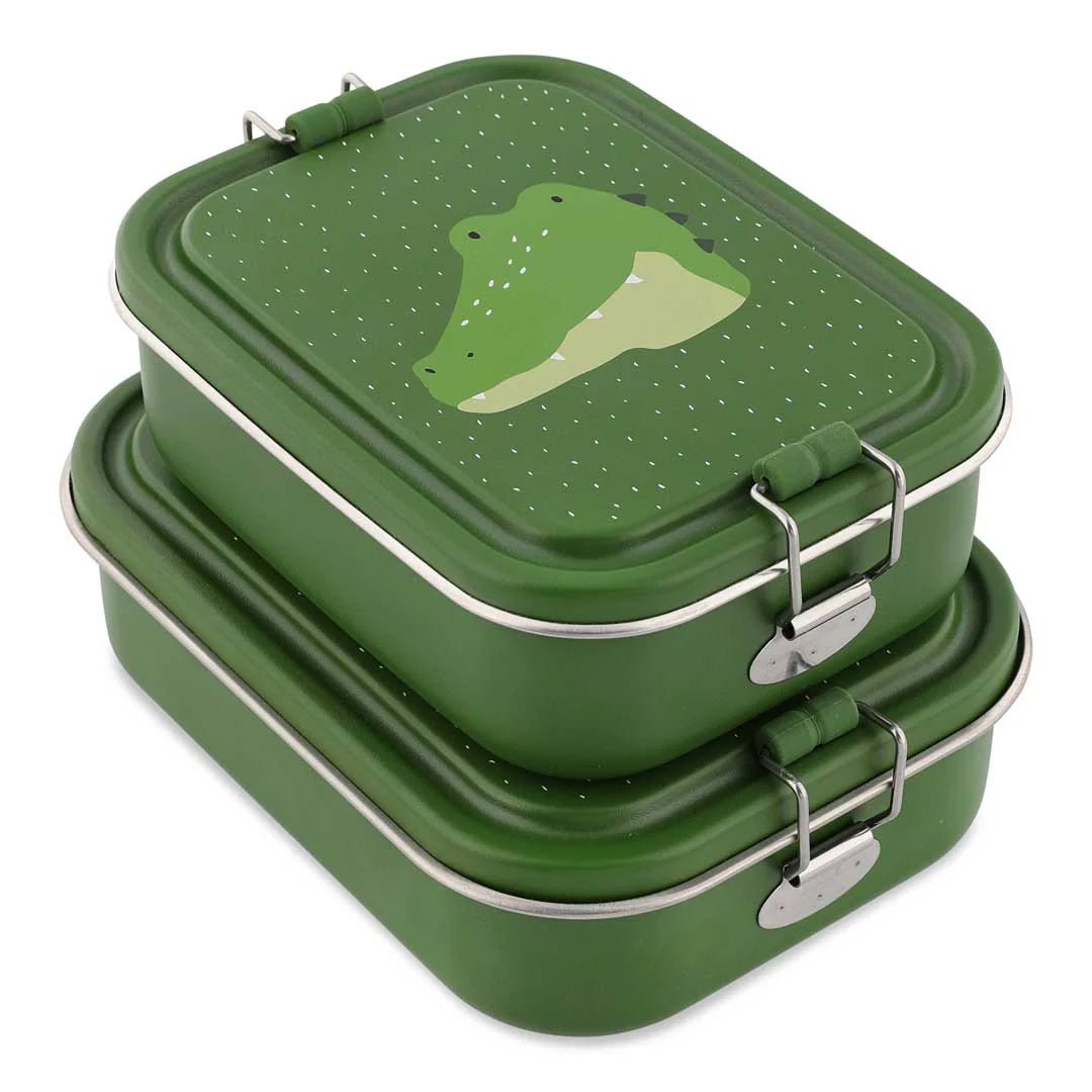 FIAMBRERA CAJA DE ALMUERZO TRIXIE ACERO ·GRANDE COCODRILO· - Happy Moments Baby