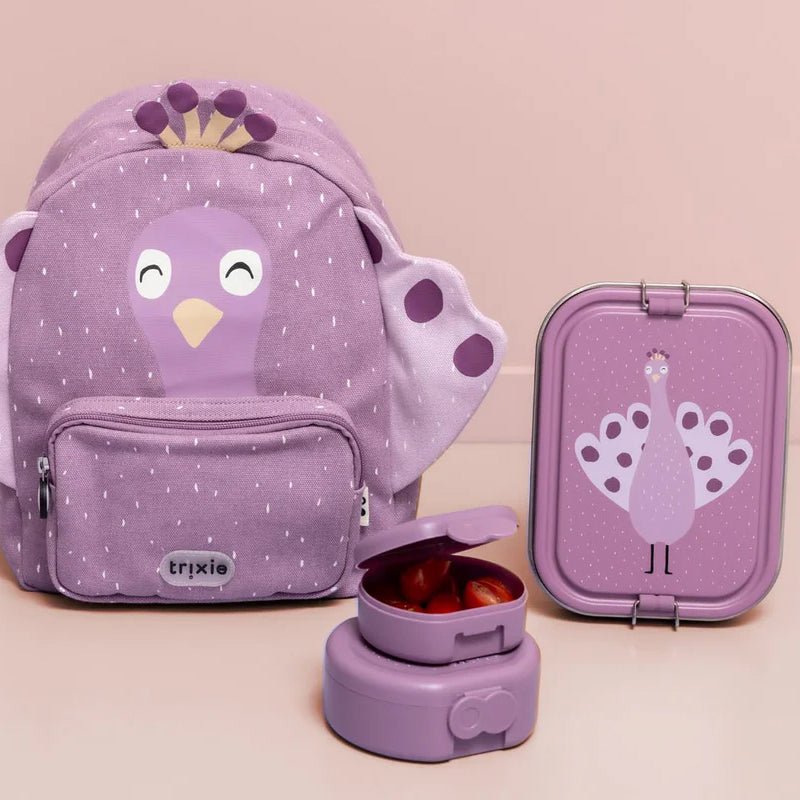 FIAMBRERA CAJA DE ALMUERZO TRIXIE ACERO ·GRANDE PAVO REAL· - Happy Moments Baby