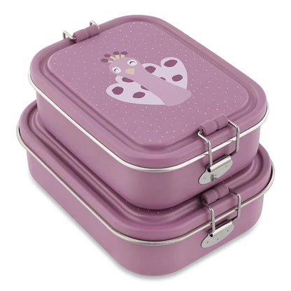 FIAMBRERA CAJA DE ALMUERZO TRIXIE ACERO ·GRANDE PAVO REAL· - Happy Moments Baby