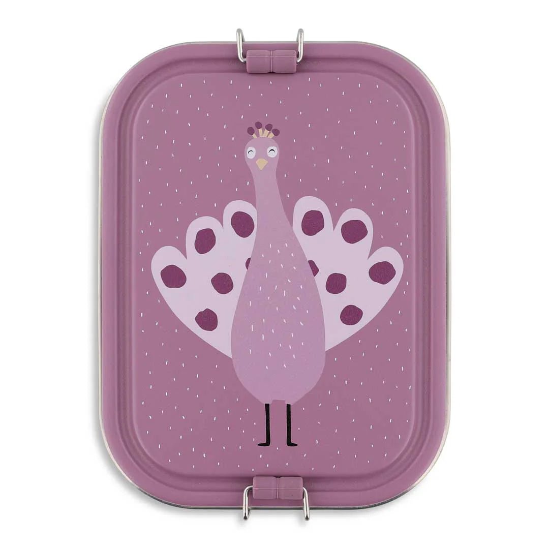 FIAMBRERA CAJA DE ALMUERZO TRIXIE ACERO ·GRANDE PAVO REAL· - Happy Moments Baby
