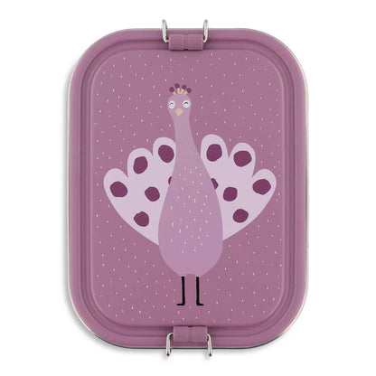 FIAMBRERA CAJA DE ALMUERZO TRIXIE ACERO ·GRANDE PAVO REAL· - Happy Moments Baby