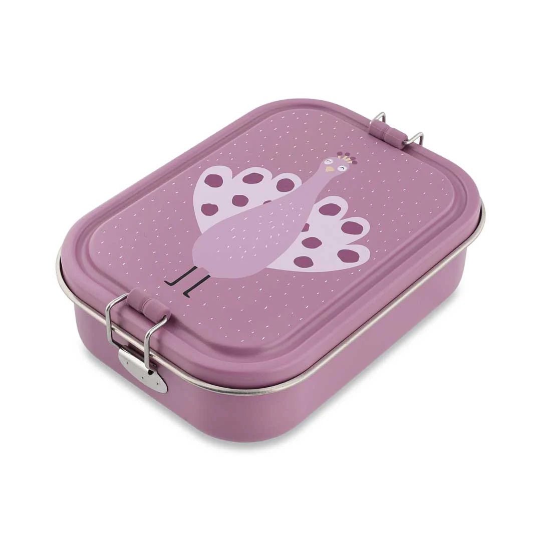 FIAMBRERA CAJA DE ALMUERZO TRIXIE ACERO ·GRANDE PAVO REAL· - Happy Moments Baby