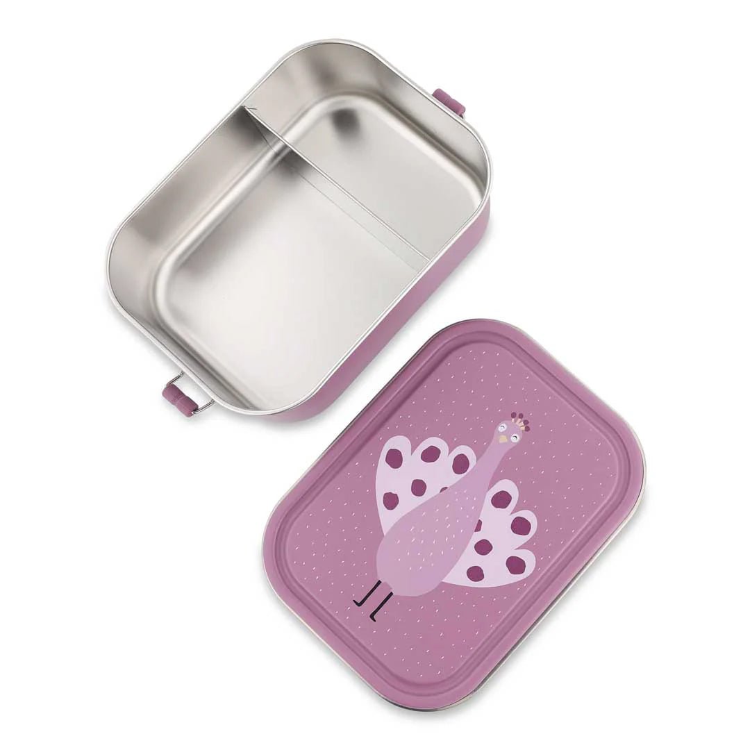 FIAMBRERA CAJA DE ALMUERZO TRIXIE ACERO ·GRANDE PAVO REAL· - Happy Moments Baby