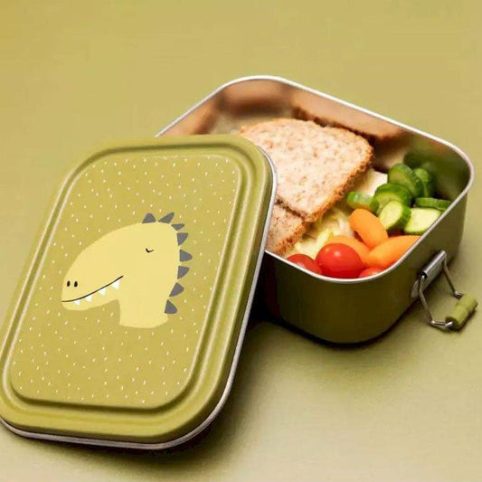 FIAMBRERA CAJA DE ALMUERZO TRIXIE ACERO ·PEQUEÑA DINO· - Happy Moments Baby