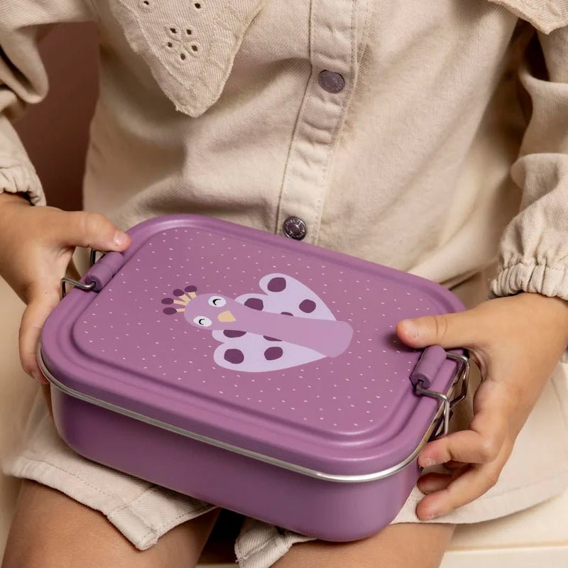 FIAMBRERA CAJA DE ALMUERZO TRIXIE ACERO ·PEQUEÑA PAVO REAL· - Happy Moments Baby
