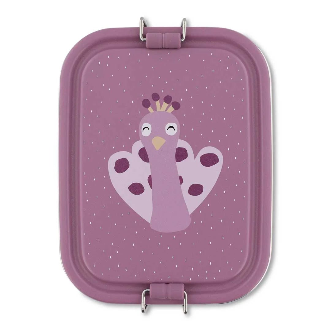 FIAMBRERA CAJA DE ALMUERZO TRIXIE ACERO ·PEQUEÑA PAVO REAL· - Happy Moments Baby