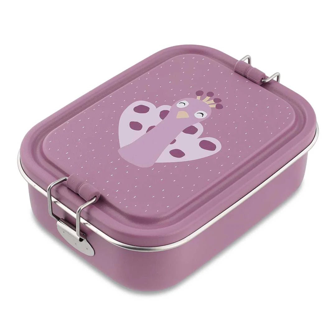 FIAMBRERA CAJA DE ALMUERZO TRIXIE ACERO ·PEQUEÑA PAVO REAL· - Happy Moments Baby