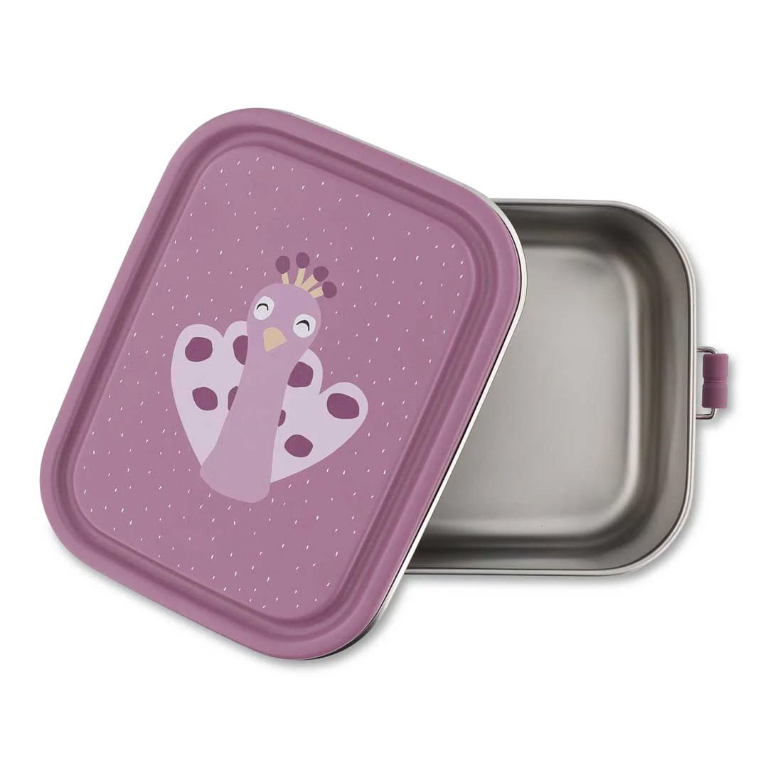 FIAMBRERA CAJA DE ALMUERZO TRIXIE ACERO ·PEQUEÑA PAVO REAL· - Happy Moments Baby