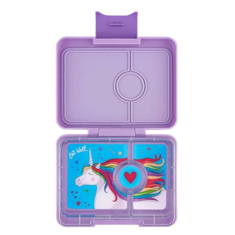FIAMBRERA HERMÉTICA YUMBOX ·3 COMPARTIMENTOS LAVANDA PURPLE UNICORNIO· - Happy Moments Baby