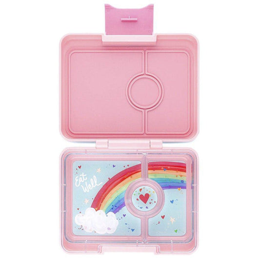 FIAMBRERA HERMÉTICA YUMBOX ·3 COMPARTIMENTOS POWER PINK RAINBOW· - Happy Moments Baby