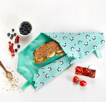 FUNDA PARA BOCADILLOS ECOLÓGICA ·BOC'N'ROLL PANDA· - Happy Moments Baby