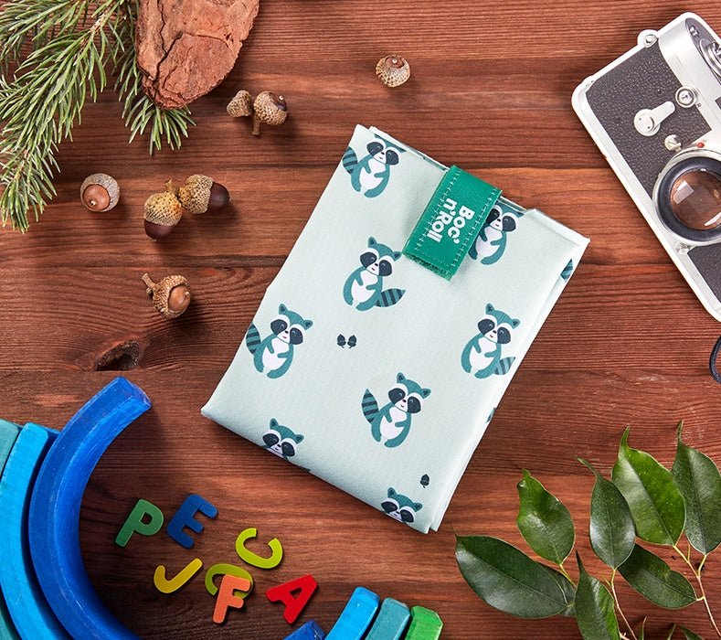 FUNDA PARA BOCADILLOS ECOLÓGICA ·BOC'N'ROLL RACCOON· - Happy Moments Baby