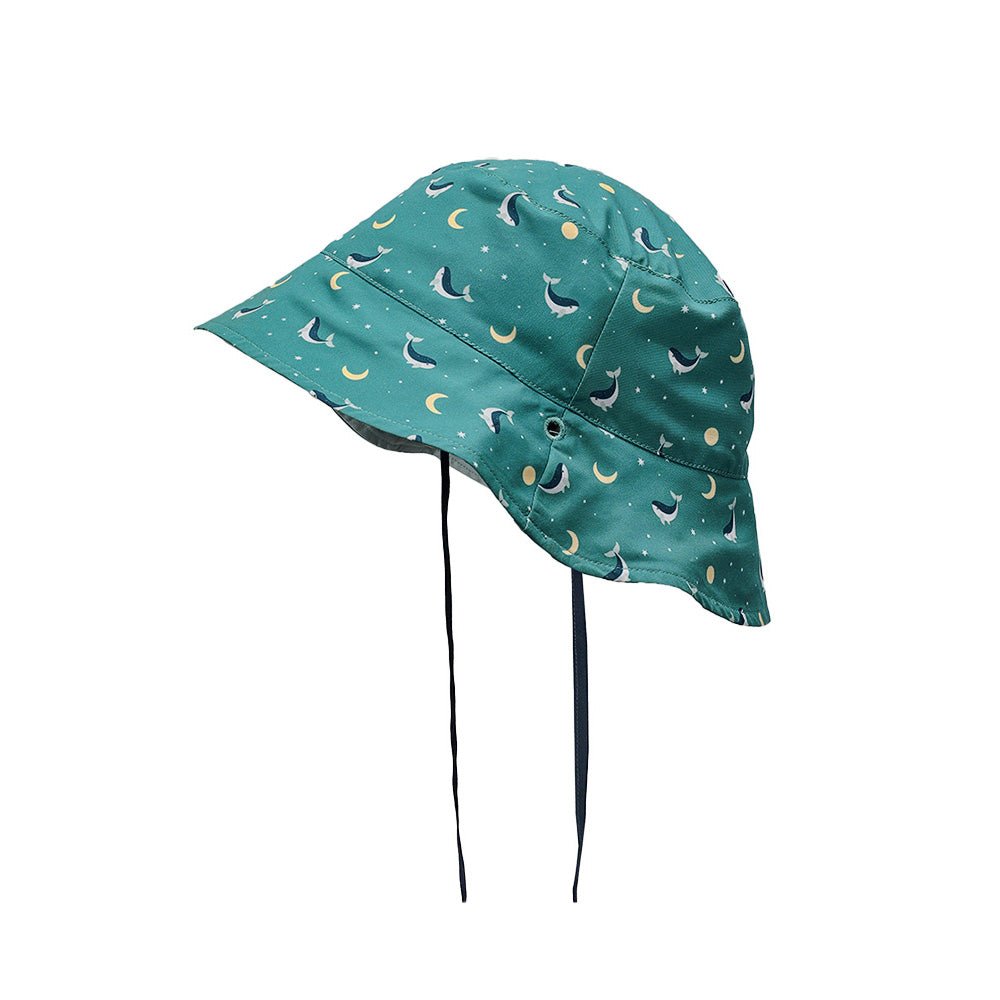 GORRO DE PLAYA REVERSIBLE TUTETE ·WHALE TEAL· - Happy Moments Baby