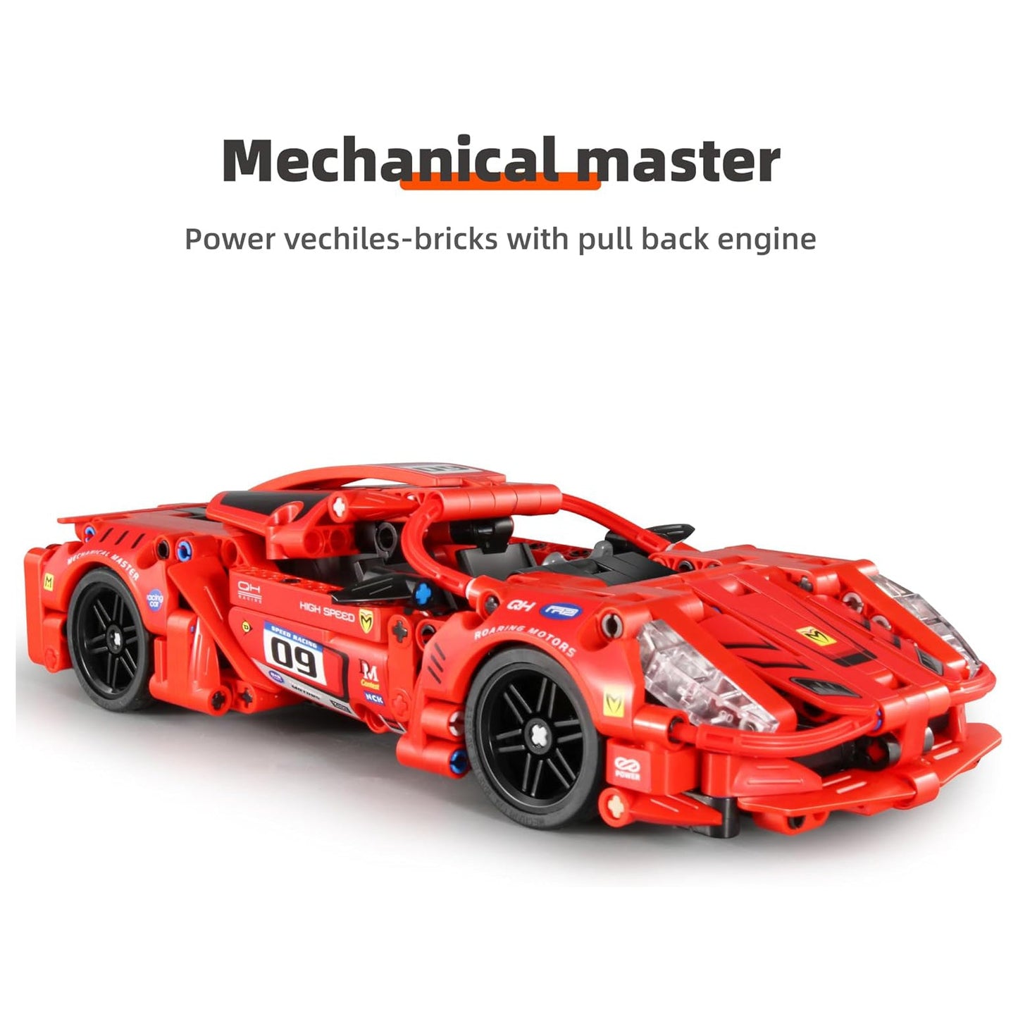 JUEGO CONSTRUCCIÓN IM.MASTER ·COCHE DE CARRERAS PULL BACK ROJO 437 PIEZAS· - Happy Moments Baby