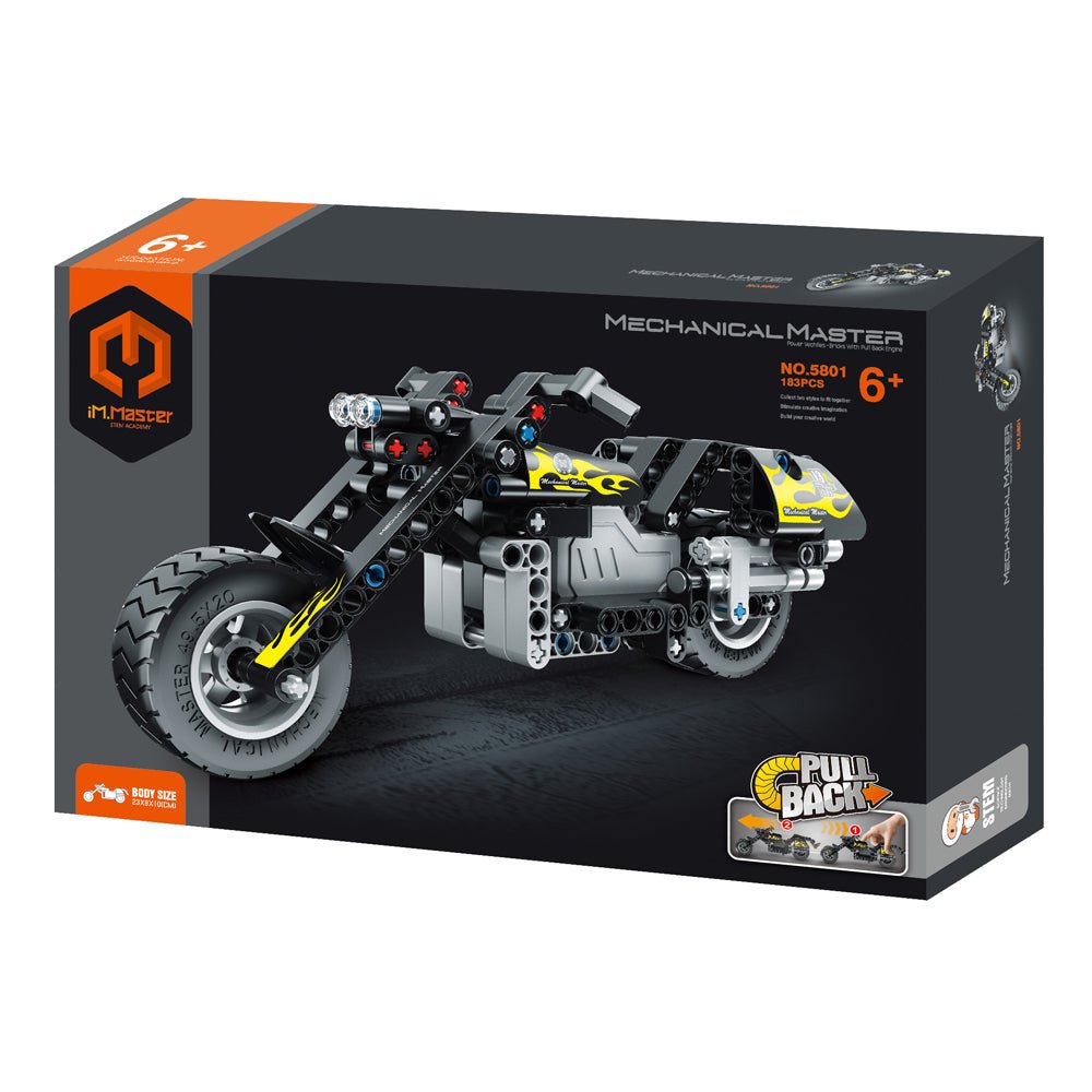 JUEGO CONSTRUCCIÓN IM.MASTER ·MOTOCICLETA DE CARRERAS PULL BACK 183 PIEZAS· - Happy Moments Baby