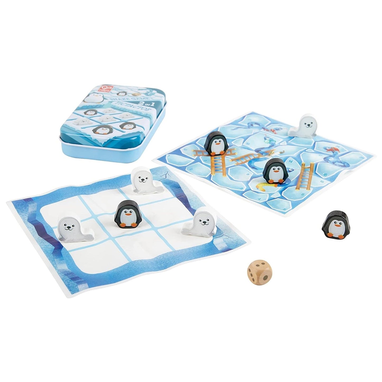JUEGO DE BOLSILLO HAPE ·TRES EN RAYA + SERPIENTES Y ESCALERAS· - Happy Moments Baby