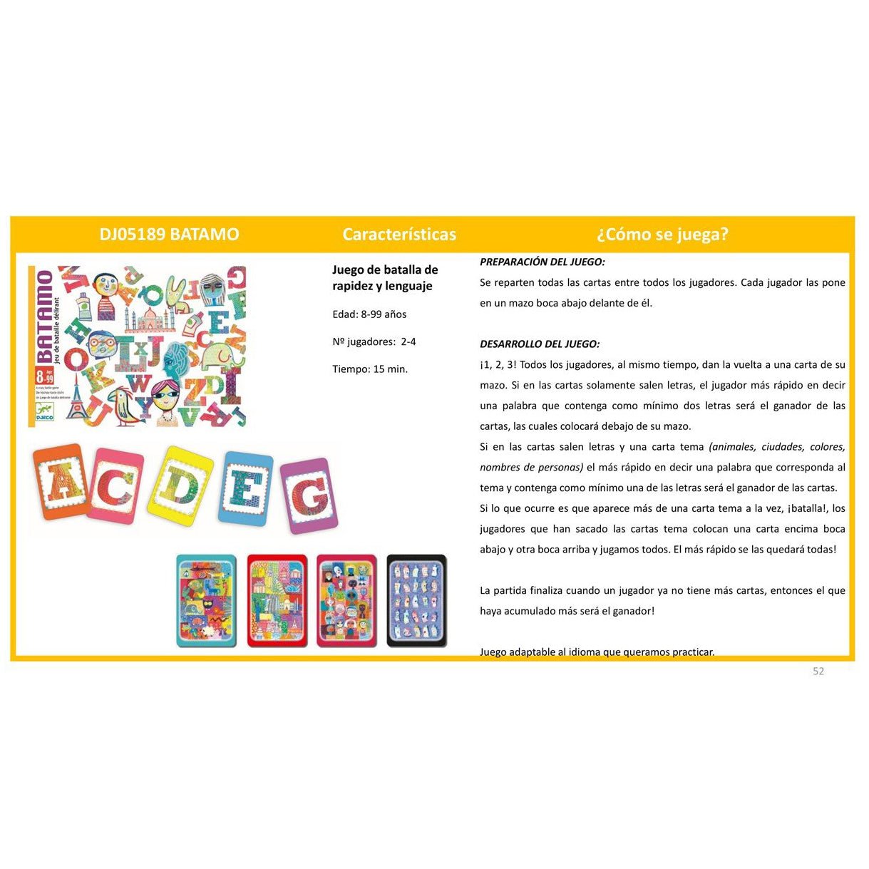 JUEGO DE CARTAS DJECO ·BATAMO· - Happy Moments Baby