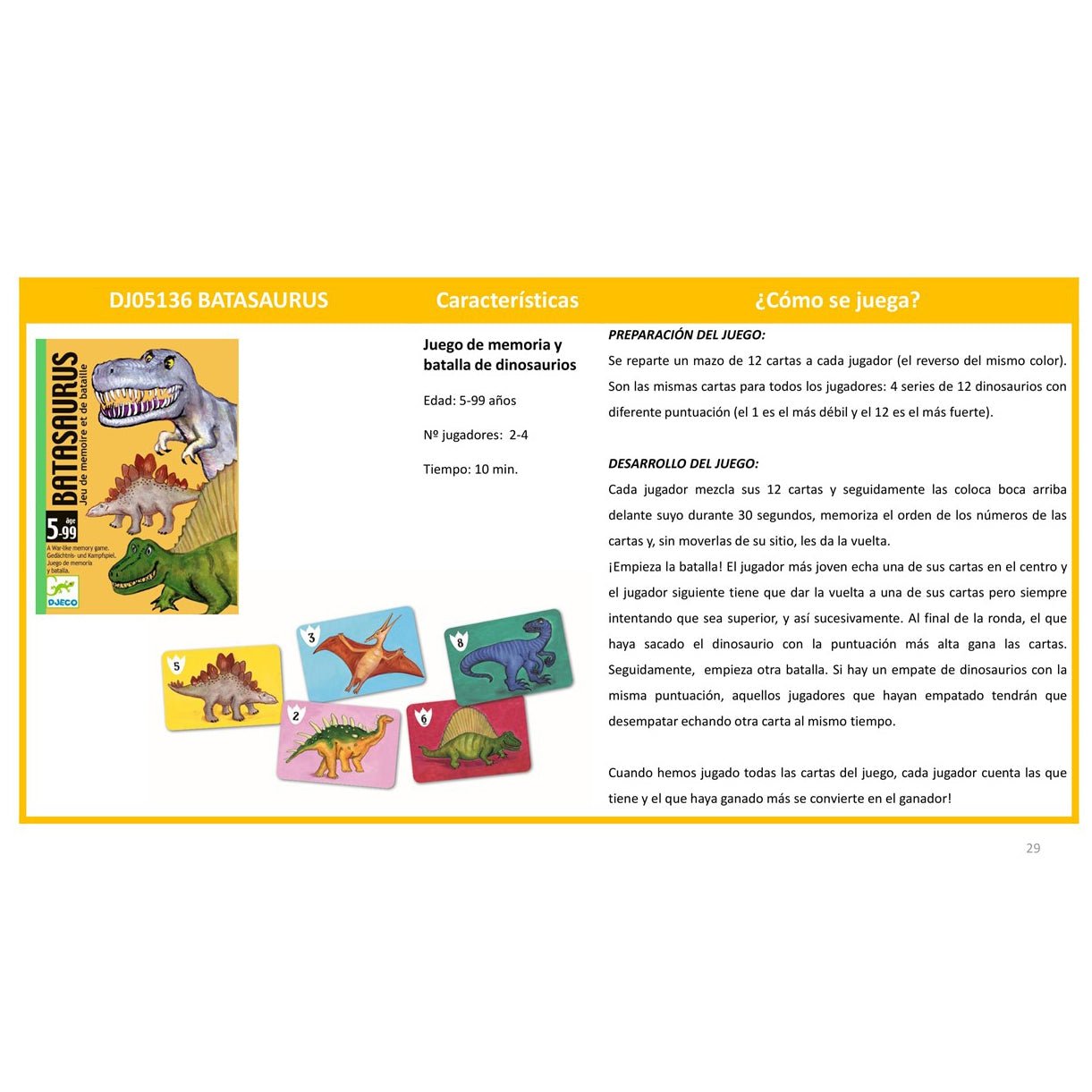 JUEGO DE CARTAS DJECO ·BATASAURUS· - Happy Moments Baby