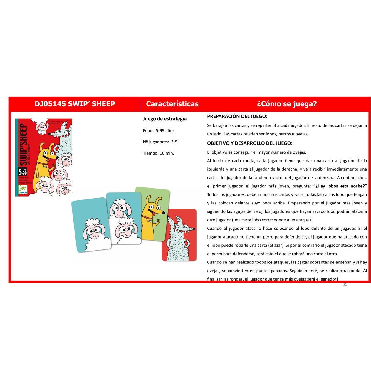 JUEGO DE CARTAS DJECO ·SWIP'SHEEP· - Happy Moments Baby