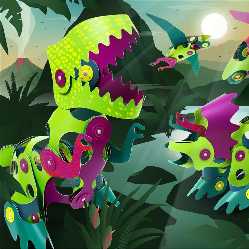 JUEGO DE CONSTRUCCIÓN MAGNÉTICO ·CLIXO DINO ADVENTURE PACK· - Happy Moments Baby