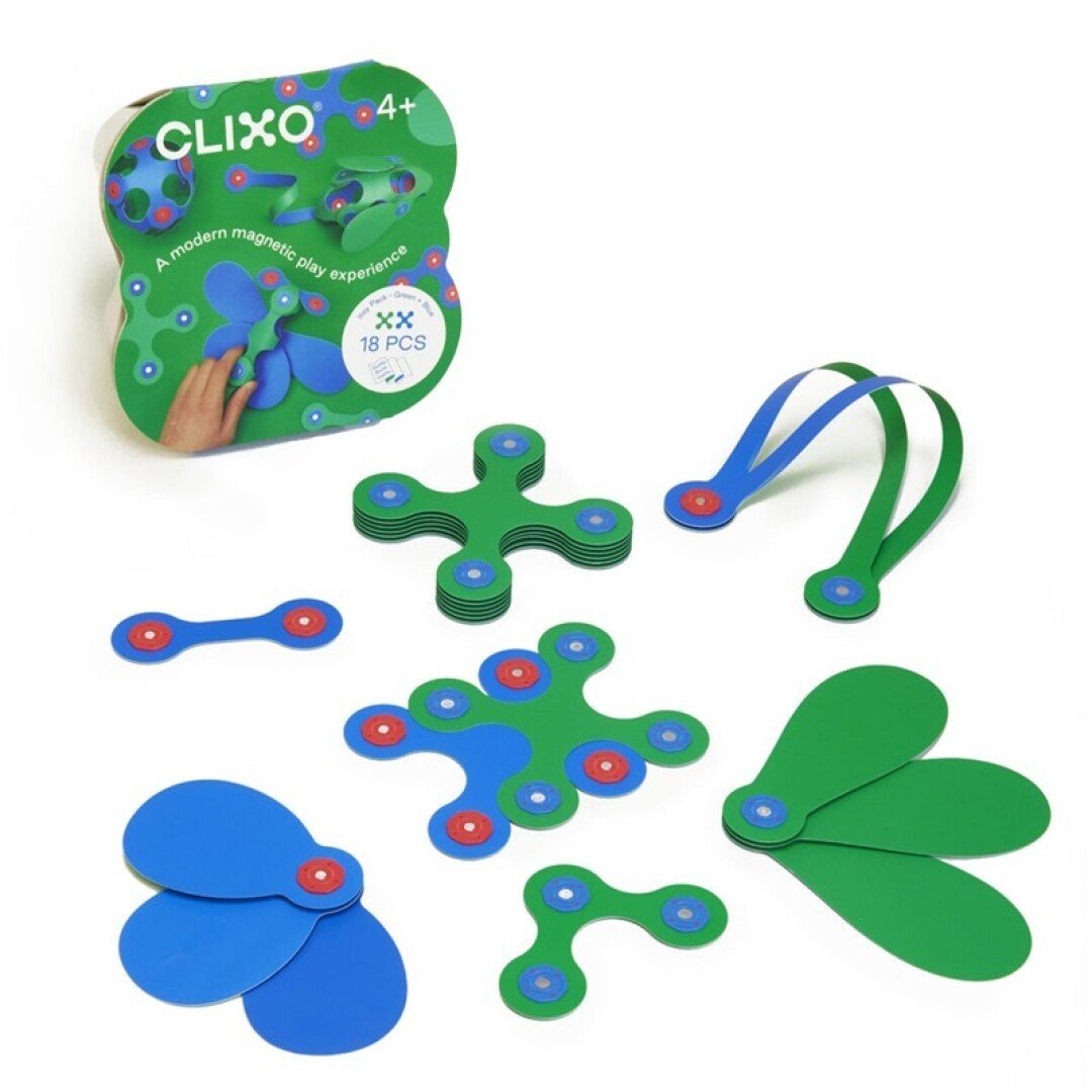 JUEGO DE CONSTRUCCIÓN MAGNÉTICO ·CLIXO ITSY PACK - VERDE/AZUL· - Happy Moments Baby