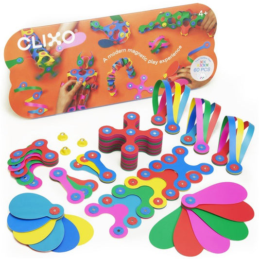 JUEGO DE CONSTRUCCIÓN MAGNÉTICO ·CLIXO SÚPER RAINBOW PACK· - Happy Moments Baby