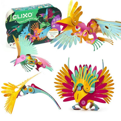 JUEGO DE CONSTRUCCIÓN MAGNÉTICO ·CLIXO TROPICAL BIRDS· - Happy Moments Baby