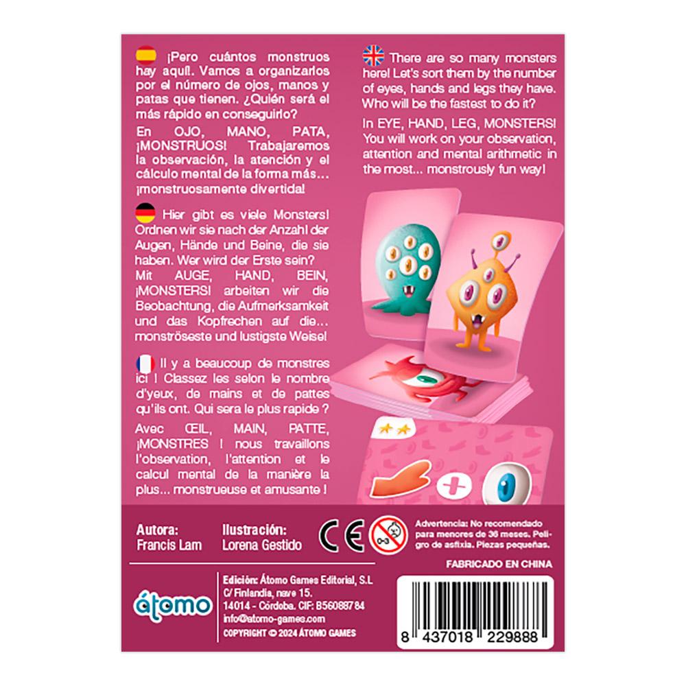 JUEGO DE MESA ÁTOMO ·OJO, MANO, PATA, ¡MONSTRUOS!· - Happy Moments Baby