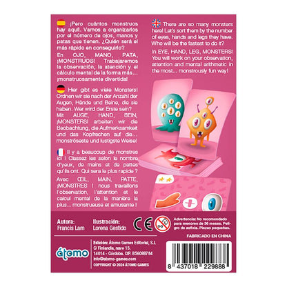 JUEGO DE MESA ÁTOMO ·OJO, MANO, PATA, ¡MONSTRUOS!· - Happy Moments Baby