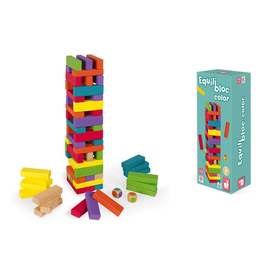 JUEGO DE MESA DE MADERA JANOD ·TORRE COLOR EQUILIBLOC· - Happy Moments Baby
