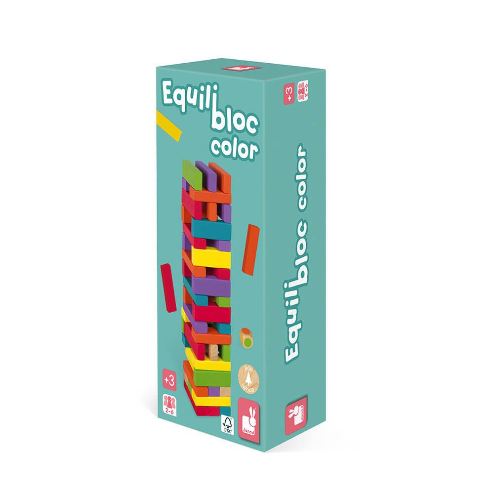 JUEGO DE MESA DE MADERA JANOD ·TORRE COLOR EQUILIBLOC· - Happy Moments Baby