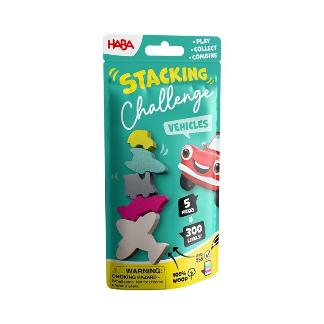 JUEGO DE MESA HABA ·EQUILIBRIO STACKING CHALLENGE VEHÍCULOS· - Happy Moments Baby