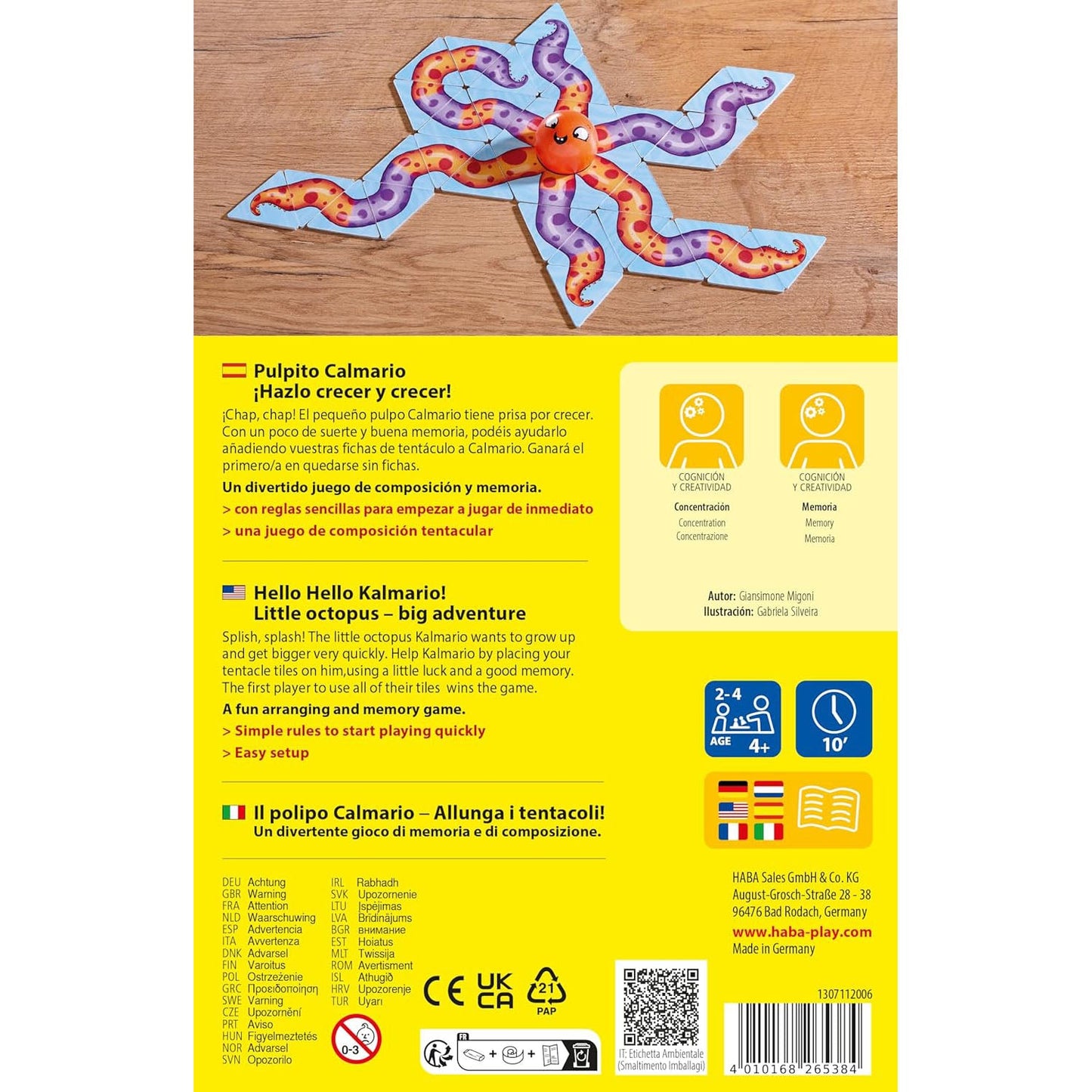 JUEGO DE MESA HABA ·PULPITO CALMARIO· - Happy Moments Baby