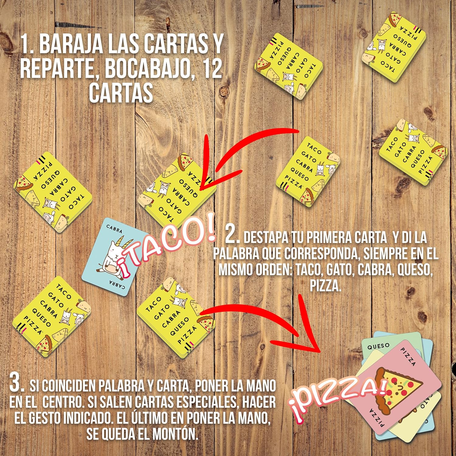 JUEGO DE MESA ·TACO GATO CABRA QUESO PIZZA· - Happy Moments Baby