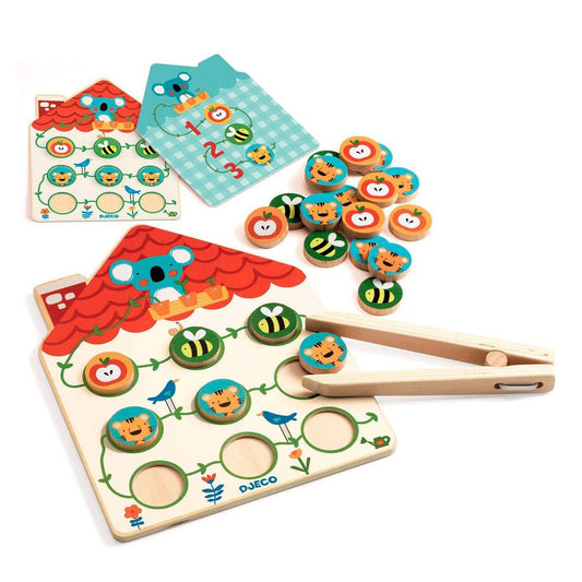 JUEGO EDUCATIVO DJECO ·CONTEO CON PINZA PINSTOU· - Happy Moments Baby