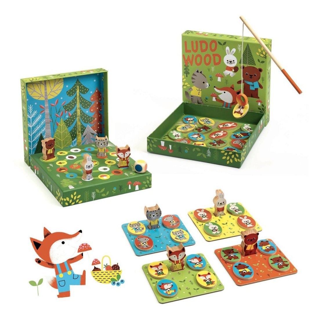 JUEGO EDUCATIVO DJECO ·LUDO WOOD 4 EN 1· - Happy Moments Baby