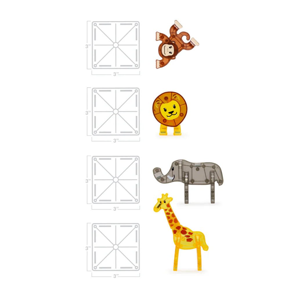 JUEGO MAGNÉTICO DE CONSTRUCCIÓN MAGNA - TILES ·SAFARI ANIMALS 25 PIEZAS· - Happy Moments Baby