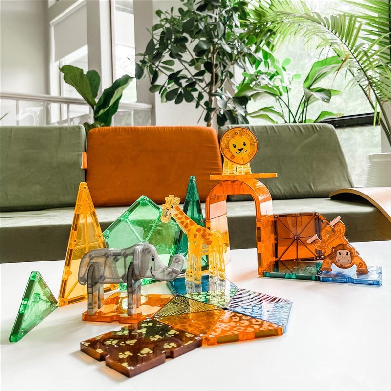 JUEGO MAGNÉTICO DE CONSTRUCCIÓN MAGNA - TILES ·SAFARI ANIMALS 25 PIEZAS· - Happy Moments Baby