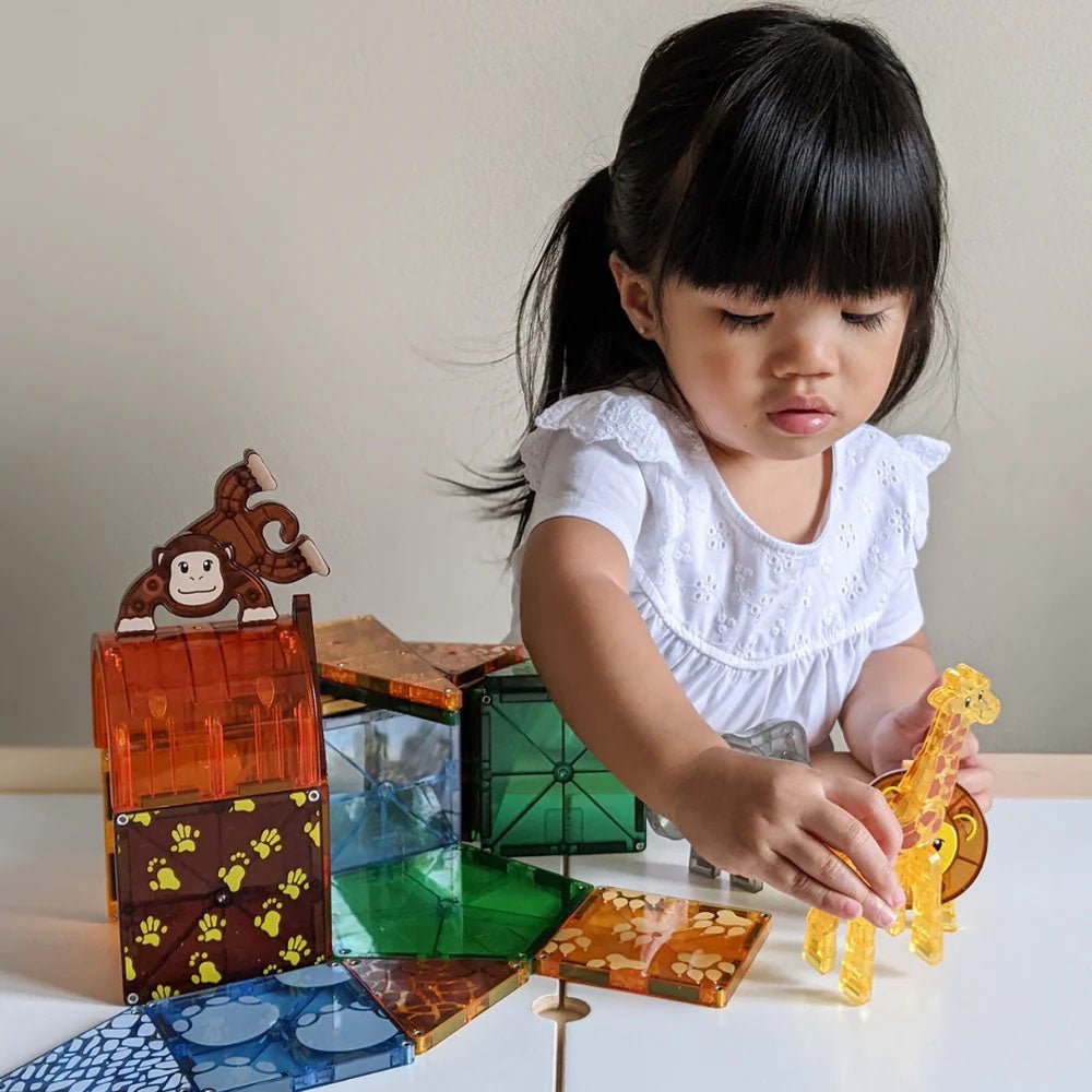 JUEGO MAGNÉTICO DE CONSTRUCCIÓN MAGNA - TILES ·SAFARI ANIMALS 25 PIEZAS· - Happy Moments Baby
