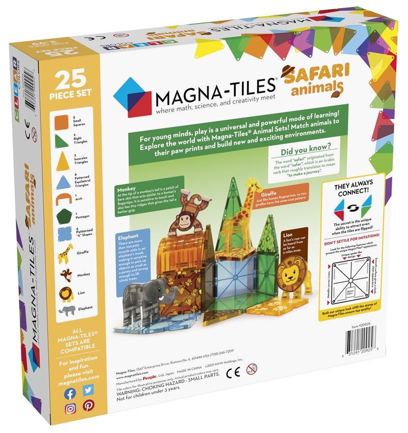 JUEGO MAGNÉTICO DE CONSTRUCCIÓN MAGNA - TILES ·SAFARI ANIMALS 25 PIEZAS· - Happy Moments Baby