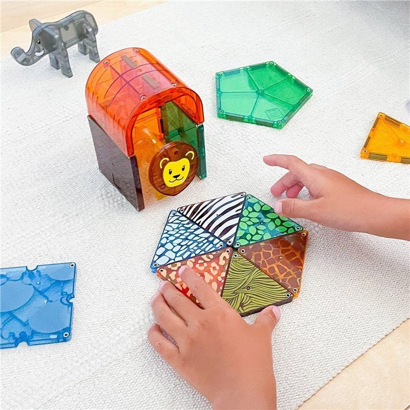JUEGO MAGNÉTICO DE CONSTRUCCIÓN MAGNA - TILES ·SAFARI ANIMALS 25 PIEZAS· - Happy Moments Baby