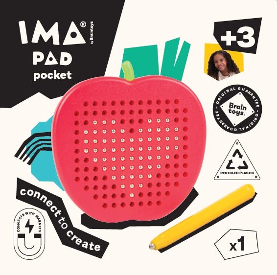 JUEGO MAGNÉTICO DE DIBUJO IMAPAD ·POCKET MANZANA· - Happy Moments Baby