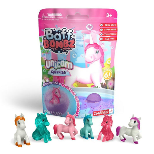 JUGUETE DE BAÑO ZIMPLIKIDS ·BOMBA DE BAÑO SUPRISE UNICORNS· - Happy Moments Baby