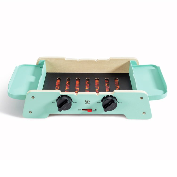 JUGUETE DE MADERA HAPE ·BARBACOA CREPITANTE PLANCHA Y PARRILLA· - Happy Moments Baby