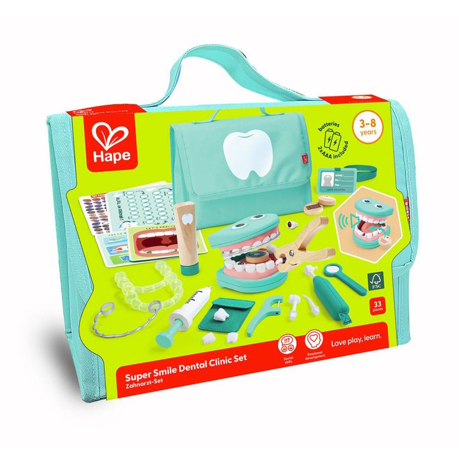 JUGUETE DE MADERA HAPE ·JUEGO CLÍNICA DENTAL SUPER SMILE· - Happy Moments Baby