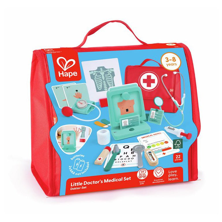 JUGUETE DE MADERA HAPE ·JUEGO MÉDICO DEL PEQUEÑO DOCTOR· - Happy Moments Baby