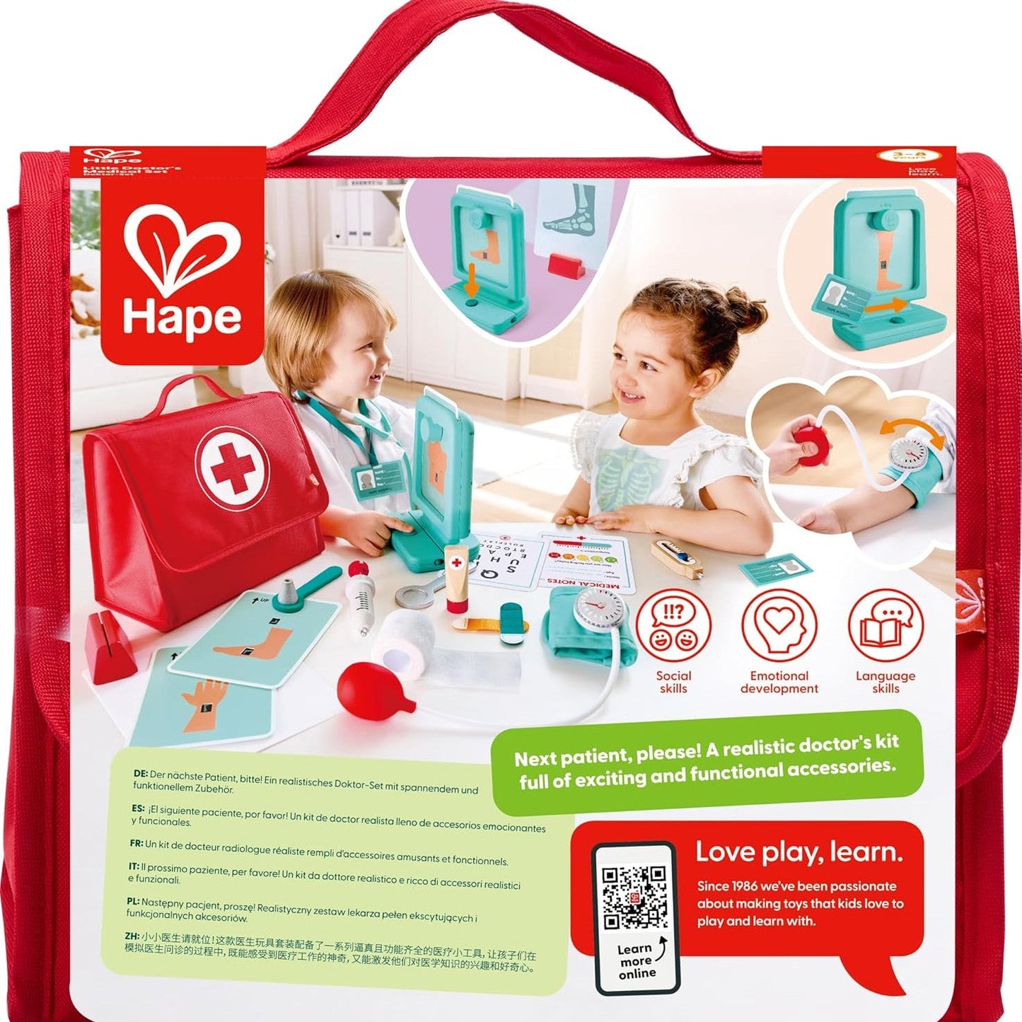 JUGUETE DE MADERA HAPE ·JUEGO MÉDICO DEL PEQUEÑO DOCTOR· - Happy Moments Baby
